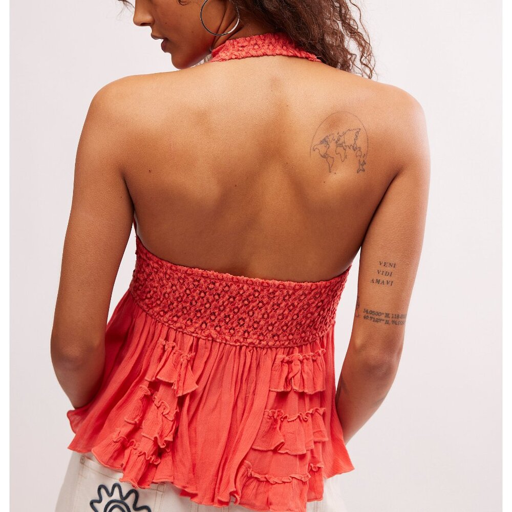 NWT FREE PEOPLE Adella Halter Cami / Emberglow - Picture 3 of 6